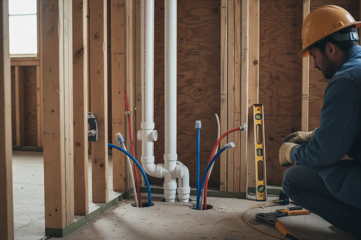 Drain and supply rough-in during Sump Pump Repair in Lillington