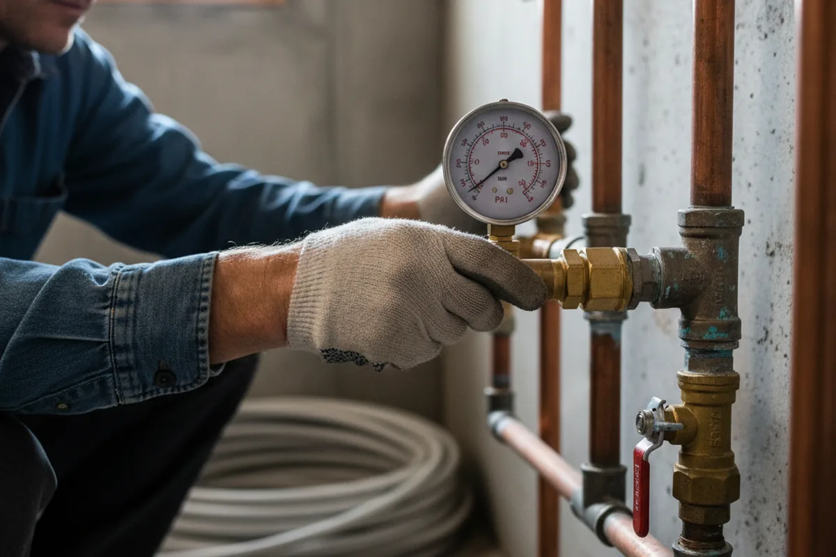 Pressure testing a repaired line during Water Line Repair in Lillington